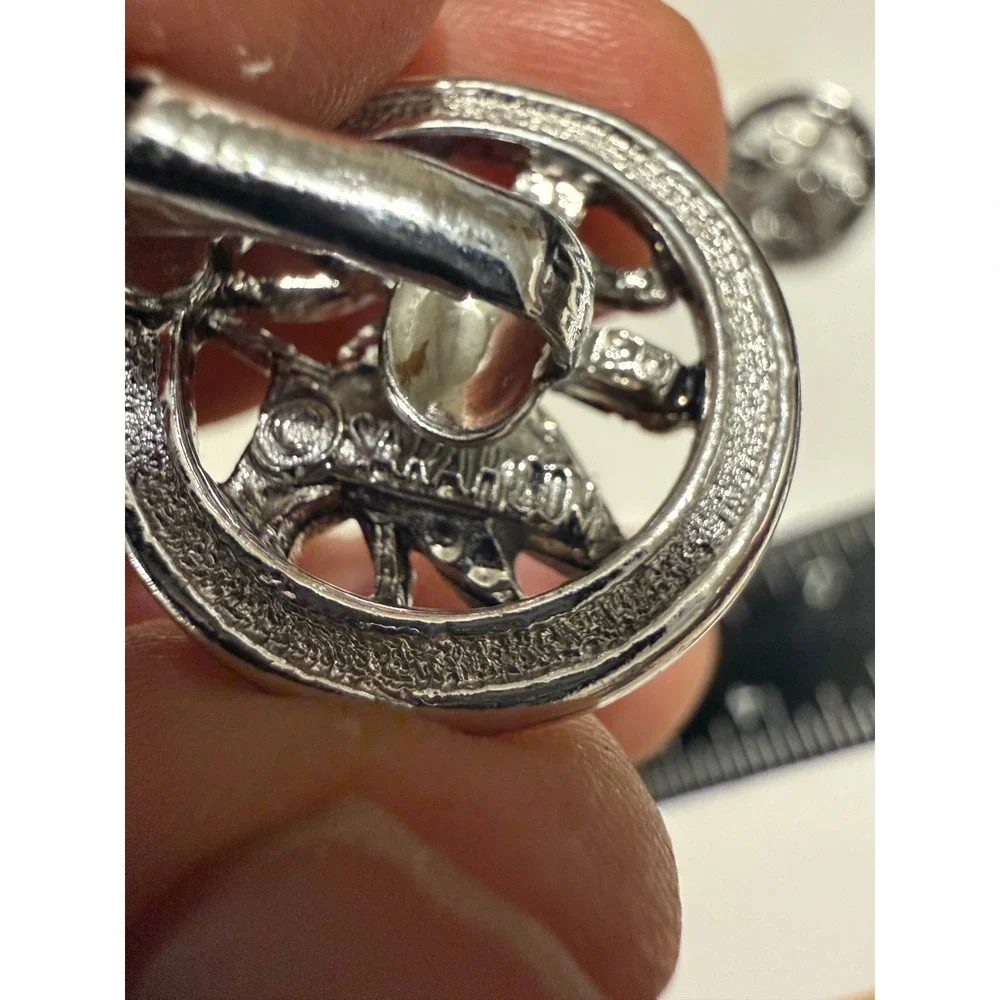 Vintage‎ Swank Silver Tone Flying Duck Mallard Circular Toggle Back Cufflinks